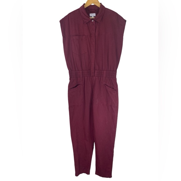 Anthropologie Pistola Rosie Button Front Jumpsuit Burgundy Size Large - Picture 4 of 13